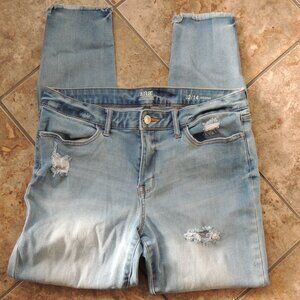 a.n.a. Jegging Skinny Jeans Size 14 / 32 Light Wash Distressed Stretch